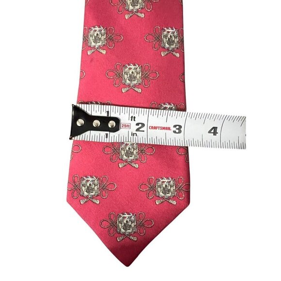 Hermes Silk Tie Drums And Ropes Pattern Burgundy Pink - Picture 7 of 7